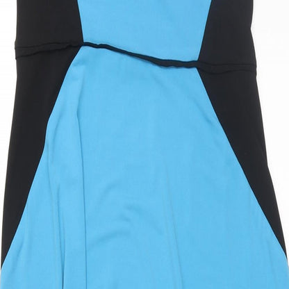 London Times Womens Blue Colourblock Polyester Maxi Size 6 Scoop Neck Pullover