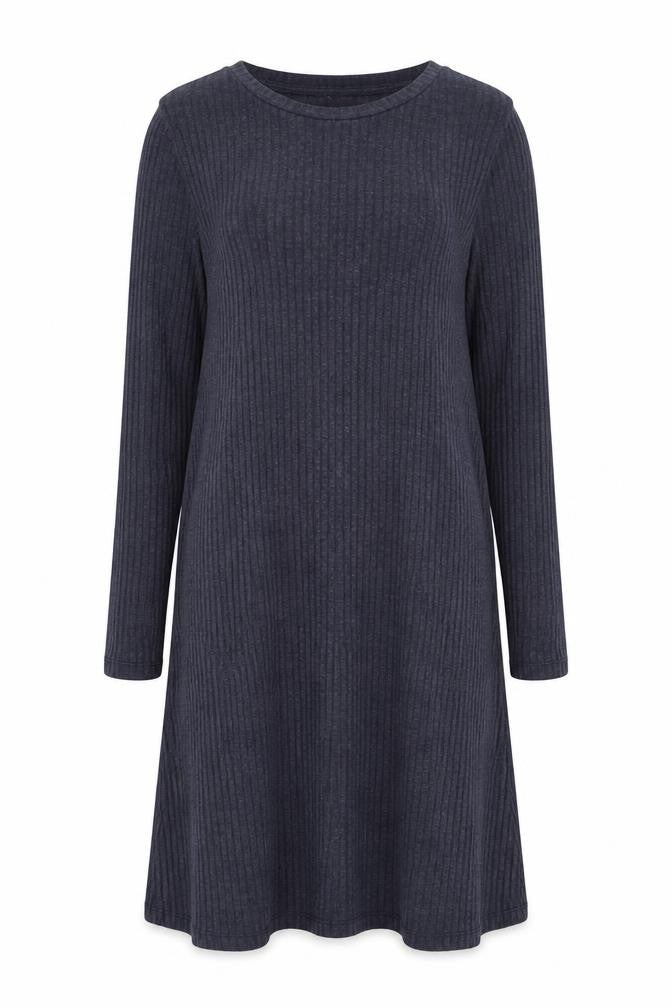 Marks and Spencer Womens Blue Polyester Shift Size 10 Round Neck Pullover - Ribbed