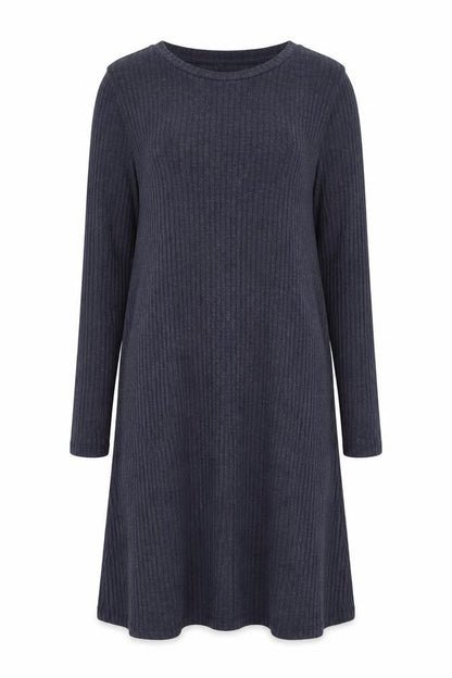 Marks and Spencer Womens Blue Polyester Shift Size 10 Round Neck Pullover - Ribbed