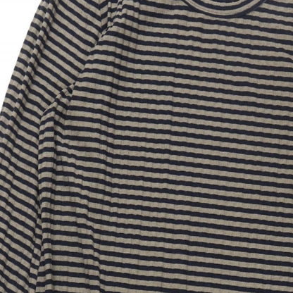 Marks and Spencer Womens Brown Striped Polyester Shift Size 20 Round Neck Pullover