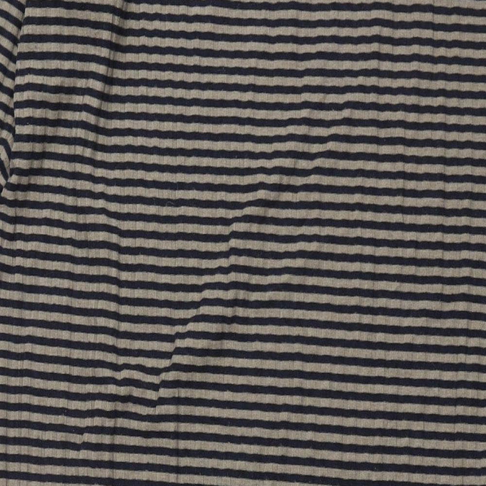 Marks and Spencer Womens Brown Striped Polyester Shift Size 20 Round Neck Pullover