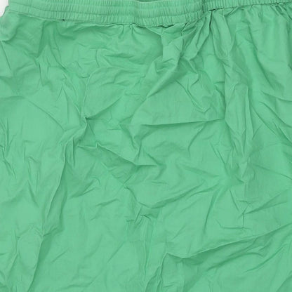 Marks and Spencer Womens Green Cotton A-Line Skirt Size 20 Drawstring - Button Detail Frill