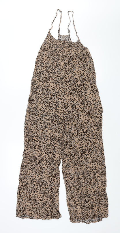 New Look Womens Brown Geometric Viscose Jumpsuit One-Piece Size 8 L25 in Pullover