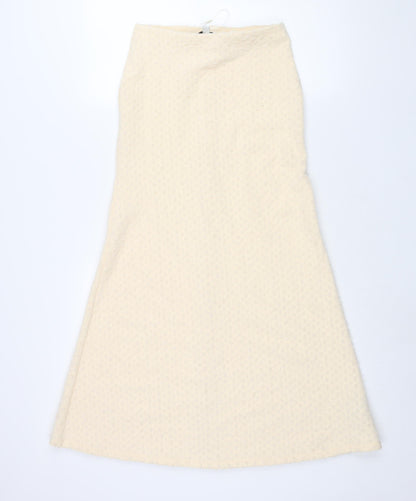 Marks and Spencer Womens Beige Polyester A-Line Skirt Size 8 - Textured