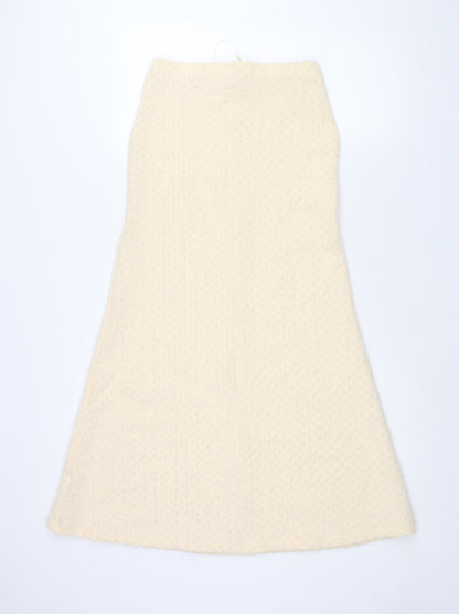 Marks and Spencer Womens Beige Polyester A-Line Skirt Size 8 - Textured