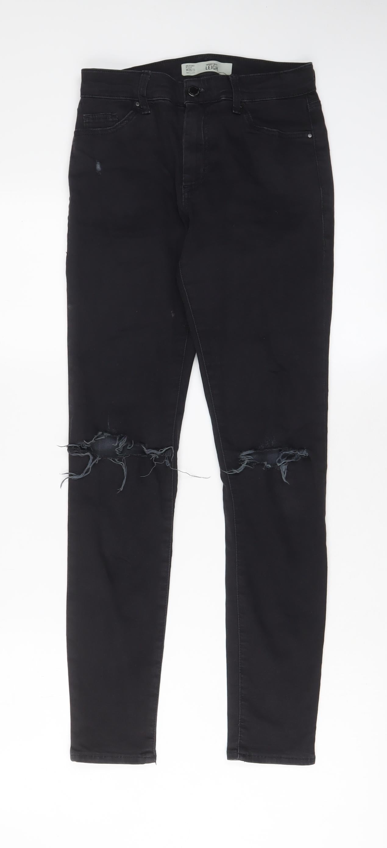 Topshop Womens Black Cotton Skinny Jeans Size 26 in L32 in Regular Zip