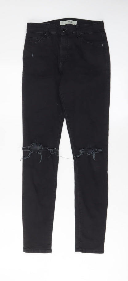 Topshop Womens Black Cotton Skinny Jeans Size 26 in L32 in Regular Zip