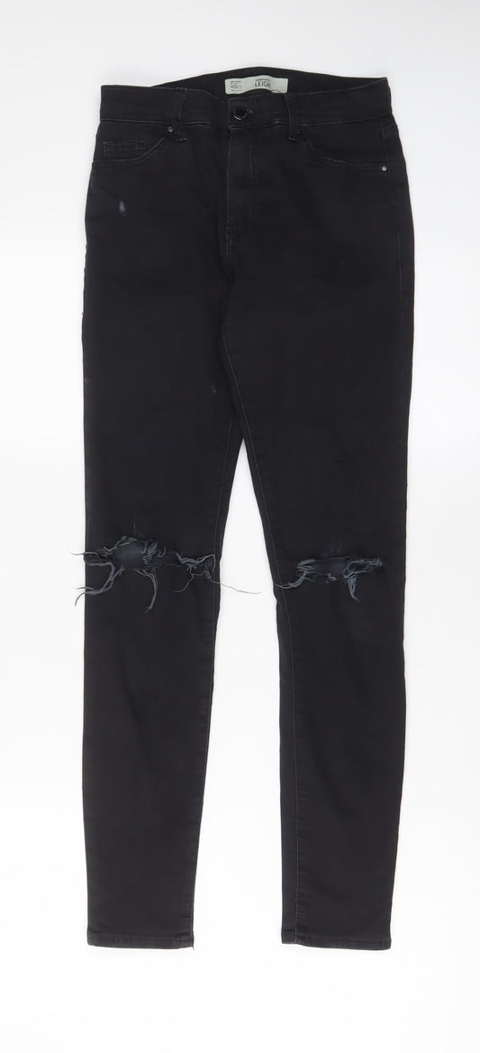 Topshop Womens Black Cotton Skinny Jeans Size 26 in L32 in Regular Zip