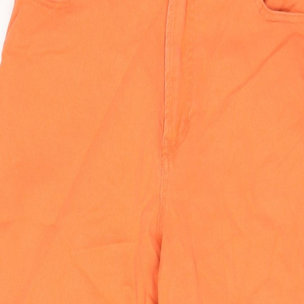 Denim & Co. Womens Orange Cotton Wide-Leg Jeans Size 12 L25 in Regular Zip