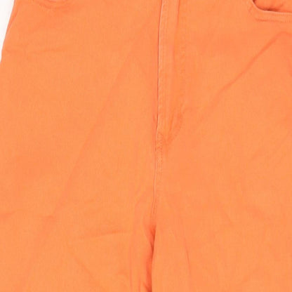 Denim & Co. Womens Orange Cotton Wide-Leg Jeans Size 12 L25 in Regular Zip