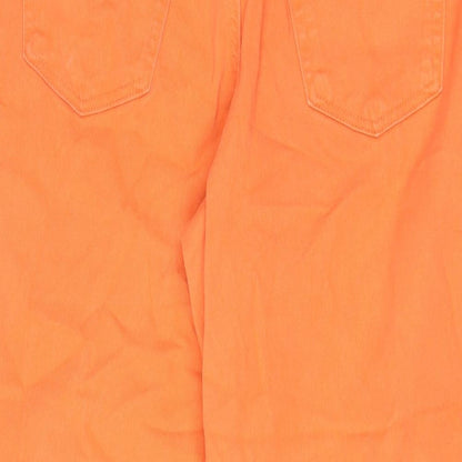 Denim & Co. Womens Orange Cotton Wide-Leg Jeans Size 12 L25 in Regular Zip