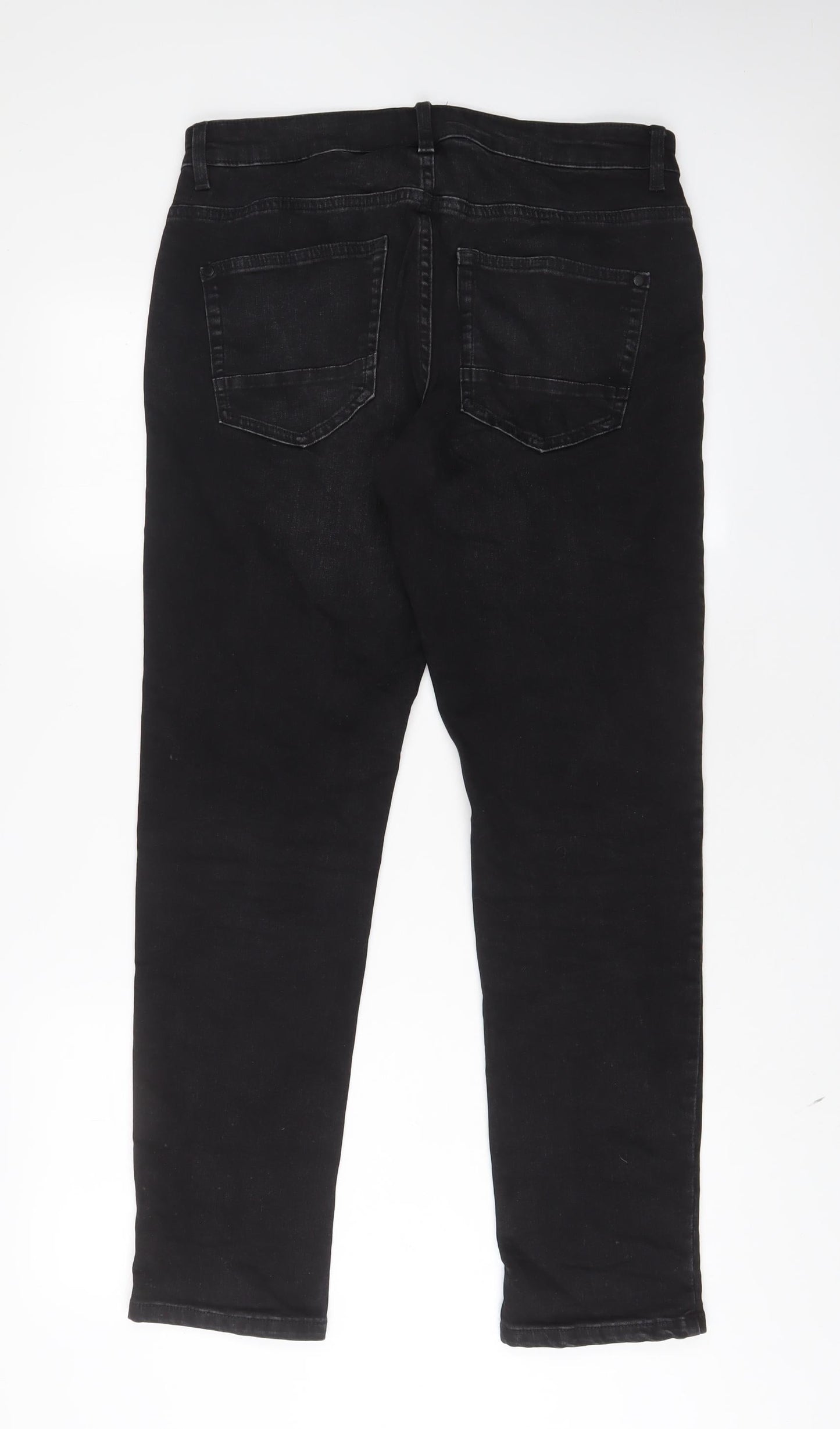 NEXT Mens Black Cotton Straight Jeans Size 32 in L31 in Slim Button