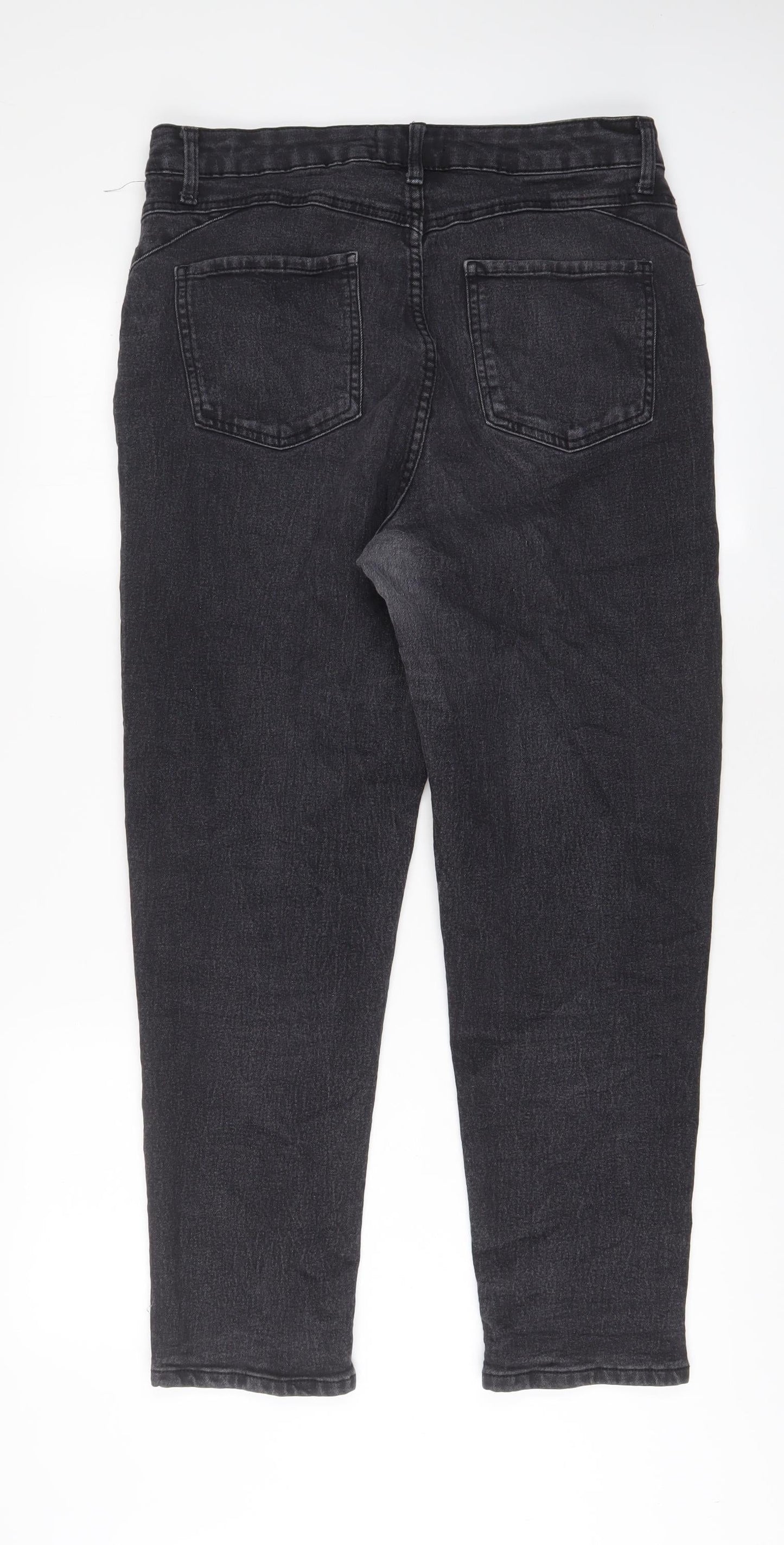 Denim & Co. Womens Grey Cotton Tapered Jeans Size 14 L27 in Regular Zip