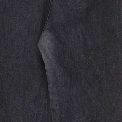 Denim & Co. Womens Grey Cotton Tapered Jeans Size 14 L27 in Regular Zip