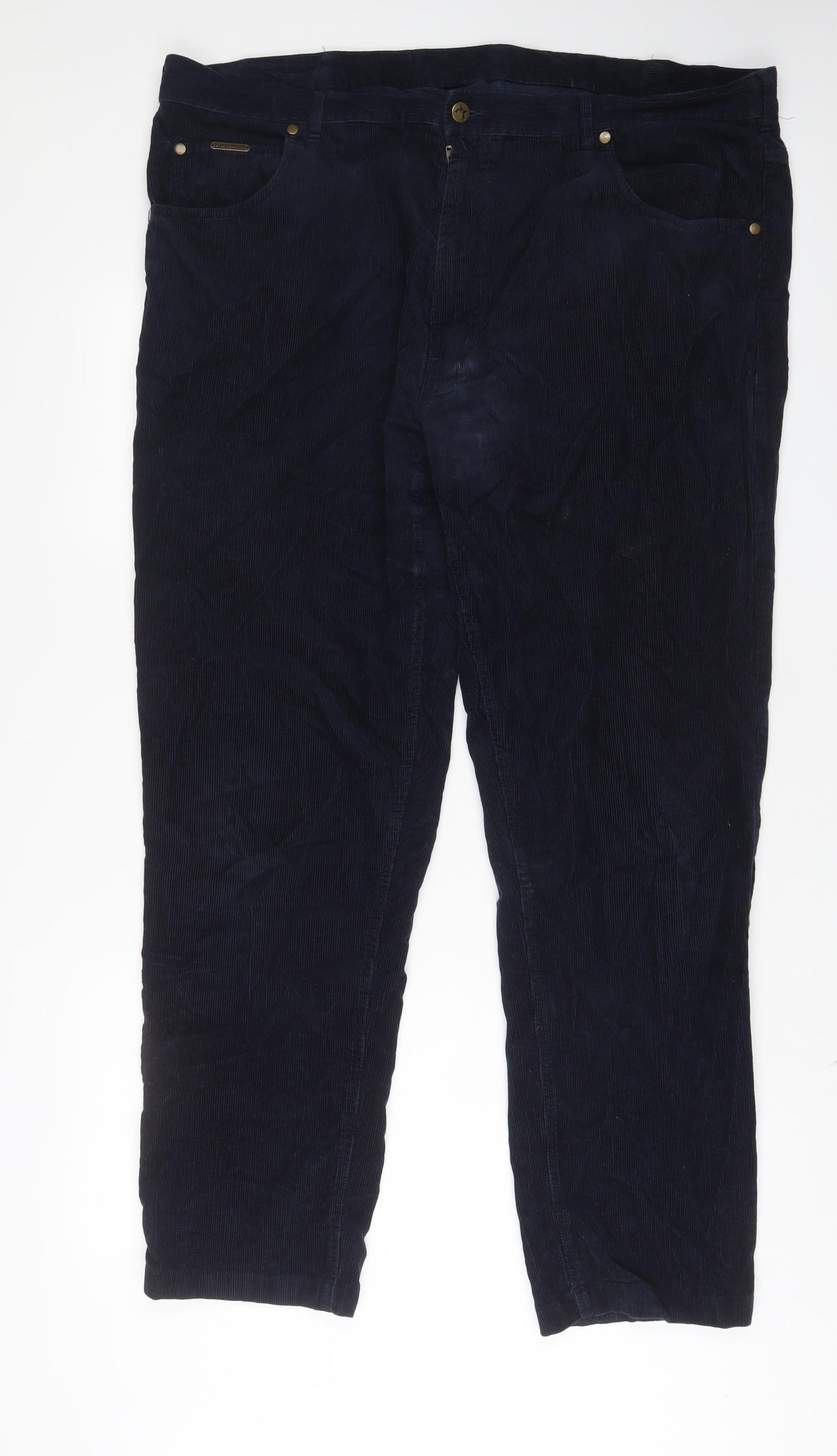 Peter Christan Mens Blue Cotton Trousers Size 44 in L34 in Regular Zip - Long Leg
