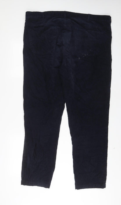 Peter Christan Mens Blue Cotton Trousers Size 44 in L34 in Regular Zip - Long Leg