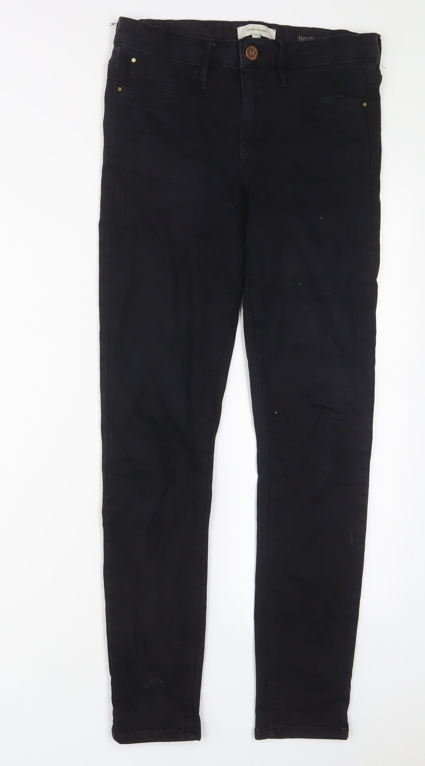 River Island Womens Black Cotton Skinny Jeans Size 10 L28 in Regular Zip