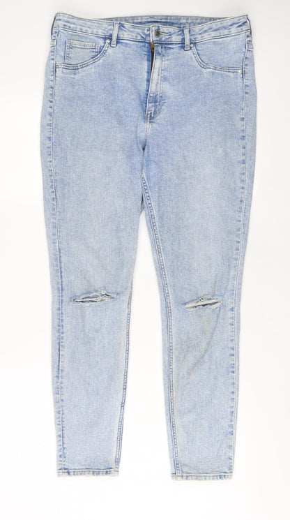 Womens UK Size 16 H&M Regular Fit Skinny Blue Jeans