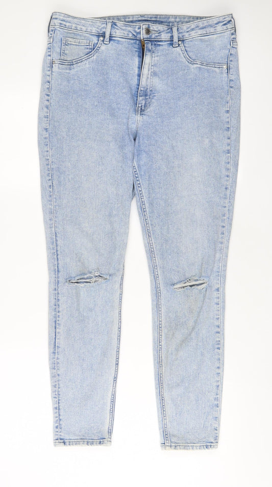 Womens UK Size 16 H&M Regular Fit Skinny Blue Jeans