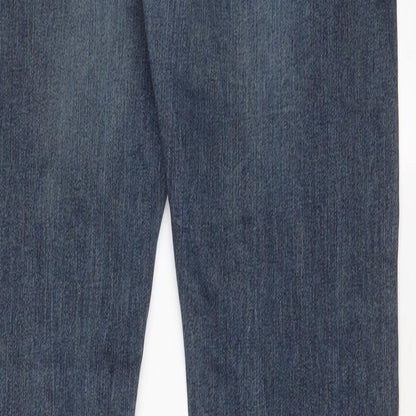H&M Mens Blue Cotton Straight Jeans Size 34 in L32 in Slim Button