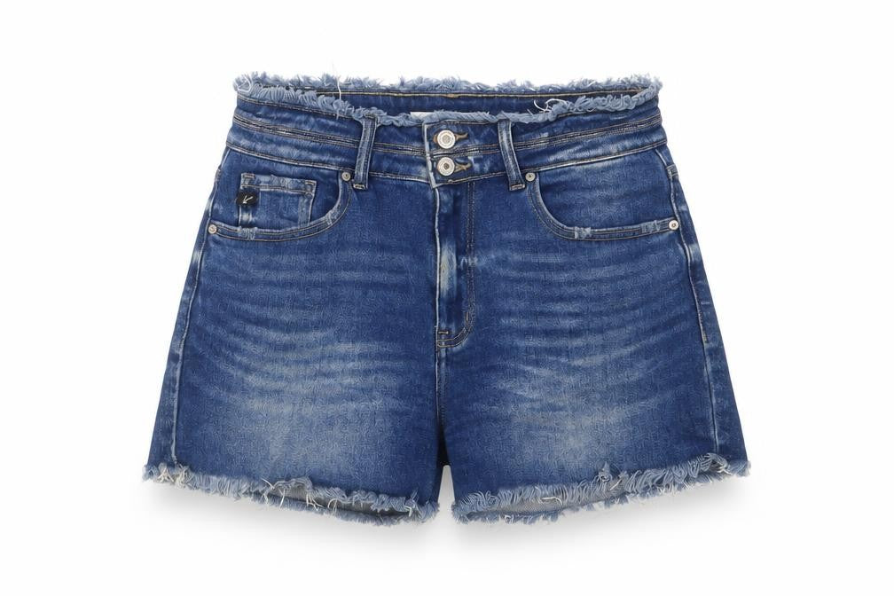Kancan Womens Blue Cotton Basic Shorts Size 28 in L3 in Regular Zip