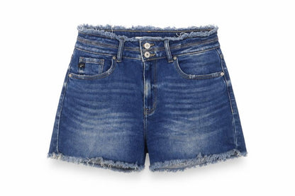 Kancan Womens Blue Cotton Basic Shorts Size 28 in L3 in Regular Zip