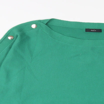M&Co Womens Green Boat Neck Polyester Pullover Jumper Size 14 - Buttons
