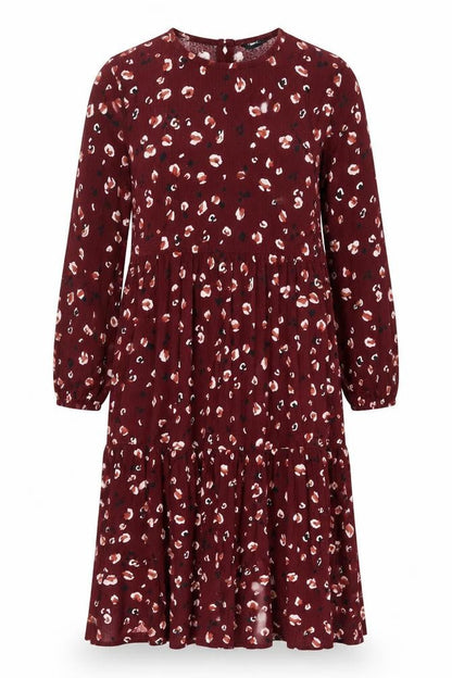 NEXT Womens Red Animal Print Polyester A-Line Size 12 Crew Neck Button