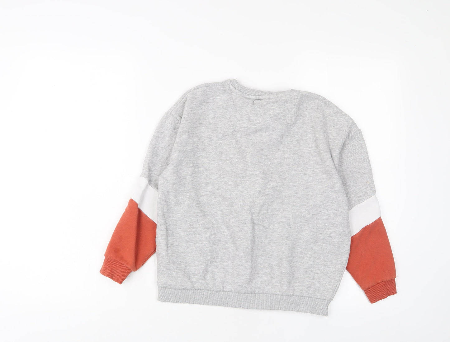 Marks and Spencer Boys Grey Geometric Cotton Pullover Sweatshirt Size 8-9 Years Pullover