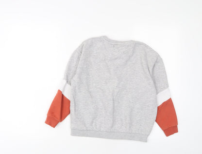 Marks and Spencer Boys Grey Geometric Cotton Pullover Sweatshirt Size 8-9 Years Pullover