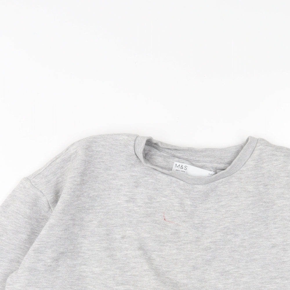 Marks and Spencer Boys Grey Geometric Cotton Pullover Sweatshirt Size 8-9 Years Pullover