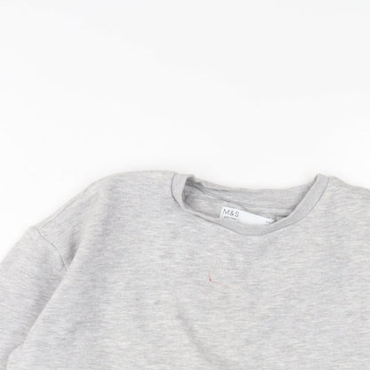 Marks and Spencer Boys Grey Geometric Cotton Pullover Sweatshirt Size 8-9 Years Pullover