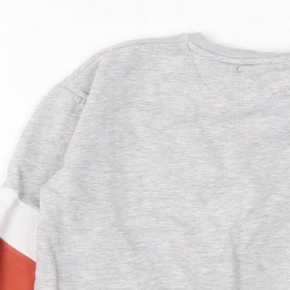 Marks and Spencer Boys Grey Geometric Cotton Pullover Sweatshirt Size 8-9 Years Pullover