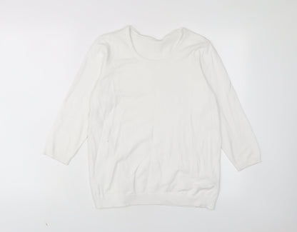 BHS Womens White Collared Cotton Pullover Jumper Size 14