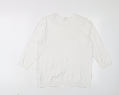 BHS Womens White Collared Cotton Pullover Jumper Size 14