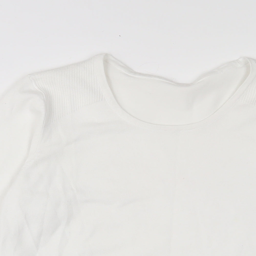 BHS Womens White Collared Cotton Pullover Jumper Size 14