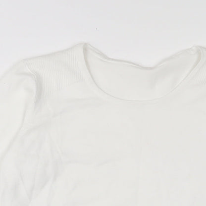BHS Womens White Collared Cotton Pullover Jumper Size 14
