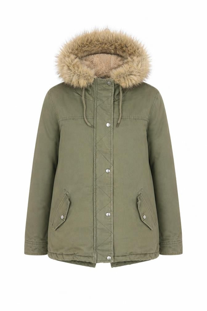 Next Womens Green Parka Coat Size 8 Zip - Pockets