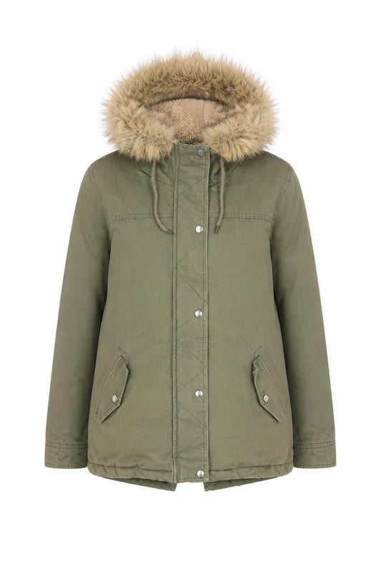 Next Womens Green Parka Coat Size 8 Zip - Pockets