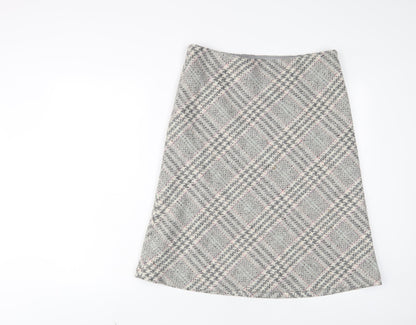 Betty Barclay Womens Grey Plaid Wool A-Line Skirt Size 14 Zip