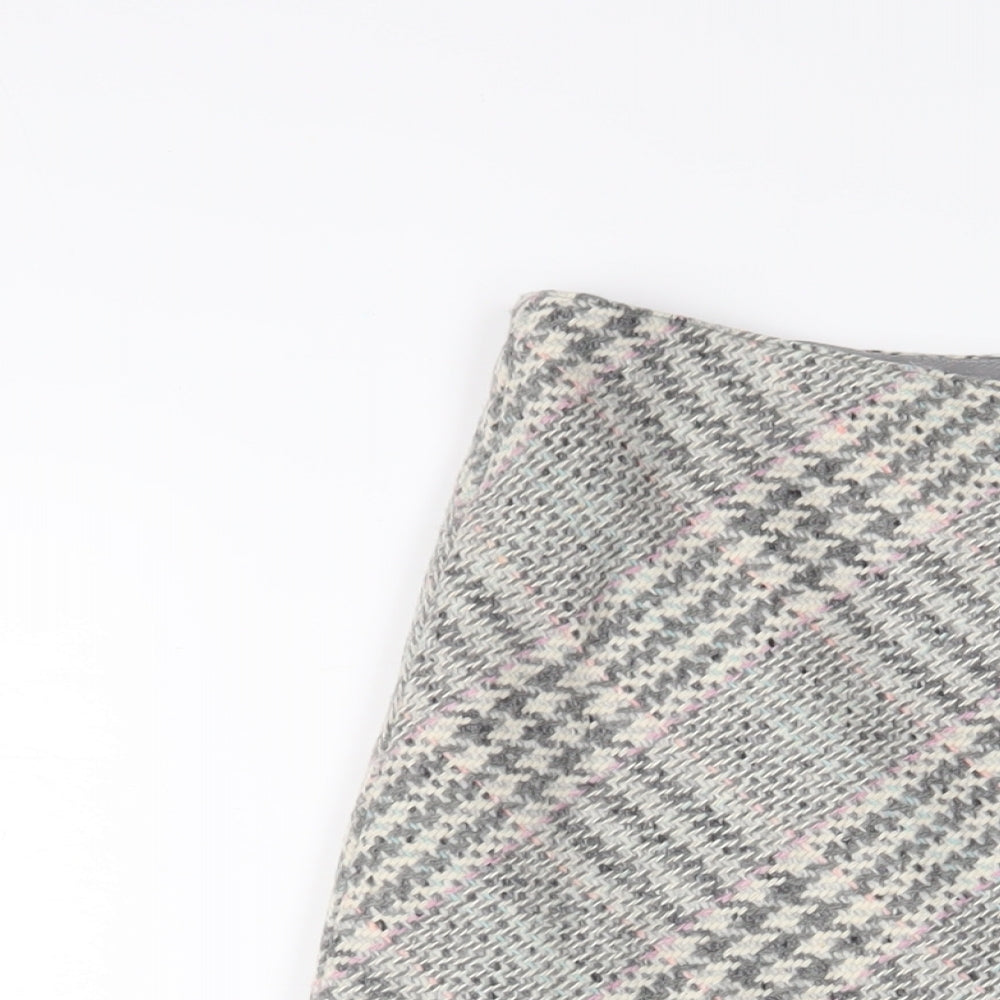 Betty Barclay Womens Grey Plaid Wool A-Line Skirt Size 14 Zip