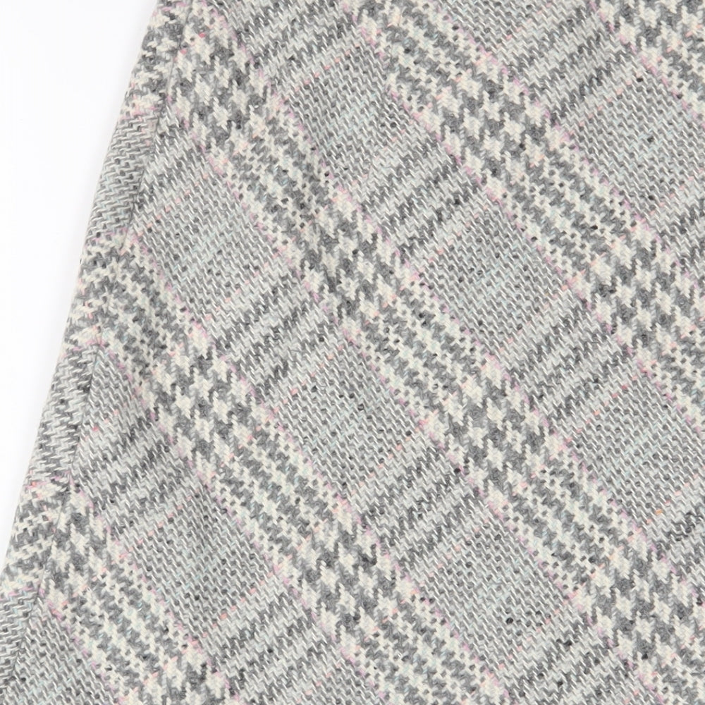 Betty Barclay Womens Grey Plaid Wool A-Line Skirt Size 14 Zip