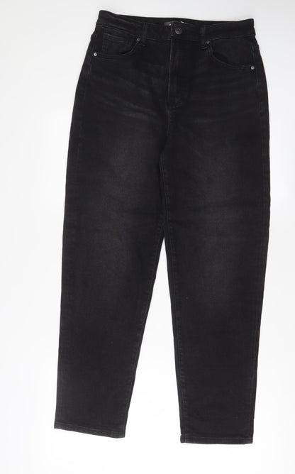 Pep&Co Womens Black Cotton Straight Jeans Size 12 L28 in Regular Zip