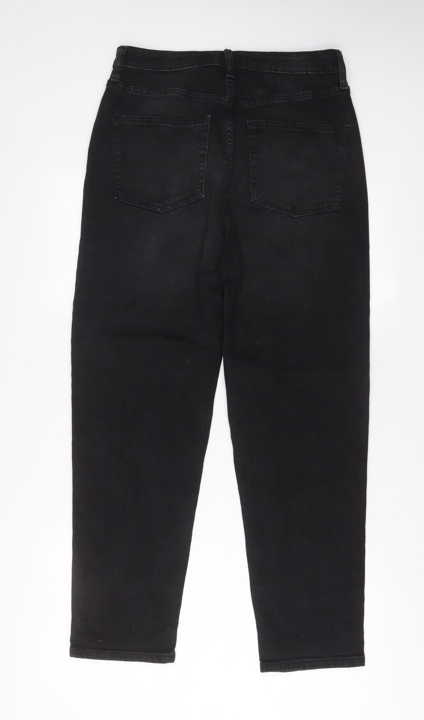 Pep&Co Womens Black Cotton Straight Jeans Size 12 L28 in Regular Zip