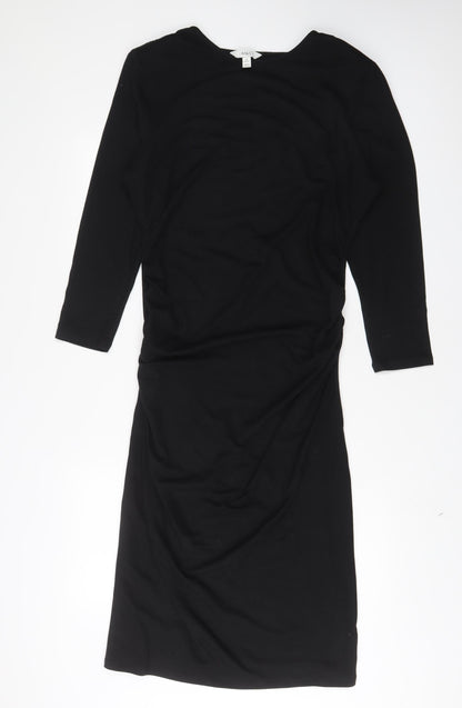 Marks and Spencer Womens Black Polyester A-Line Size 16 Crew Neck Pullover - Petite