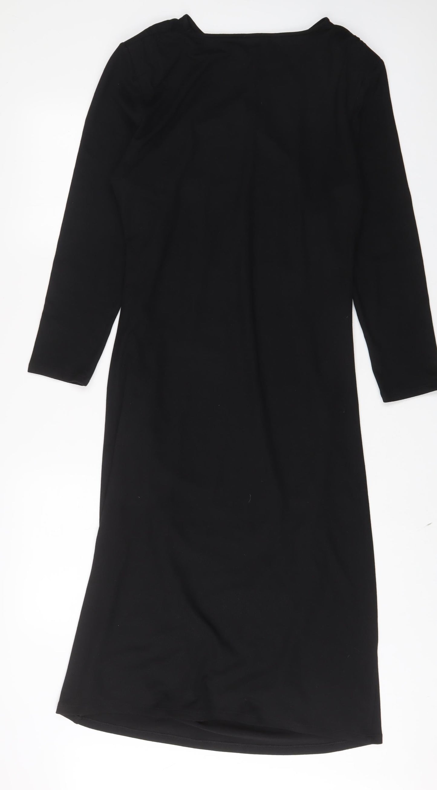 Marks and Spencer Womens Black Polyester A-Line Size 16 Crew Neck Pullover - Petite