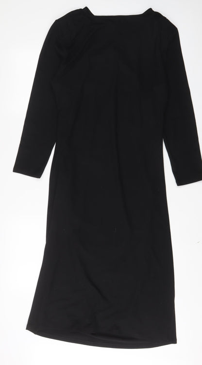 Marks and Spencer Womens Black Polyester A-Line Size 16 Crew Neck Pullover - Petite