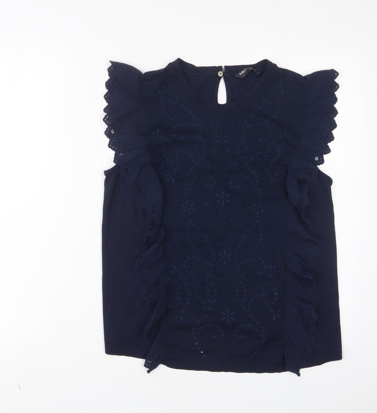 Womens UK Size 8 Marks and Spencer Blue Basic T-Shirt