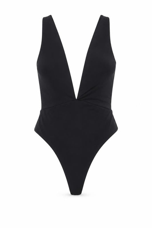 Womens UK Size 8 PRETTYLITTLETHING One-Piece Black Bodysuit