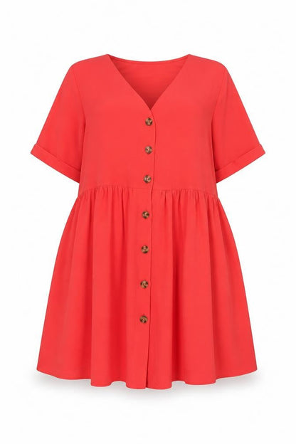 New Look Womens Pink Polyester A-Line Size 8 V-Neck Button